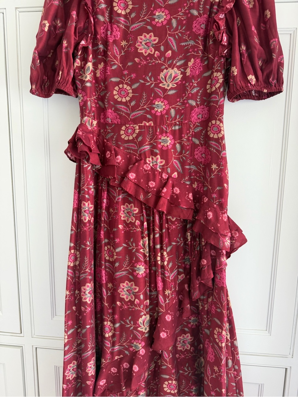 Sea Floral Ruffle Midi Dress - Picture 3 of 11